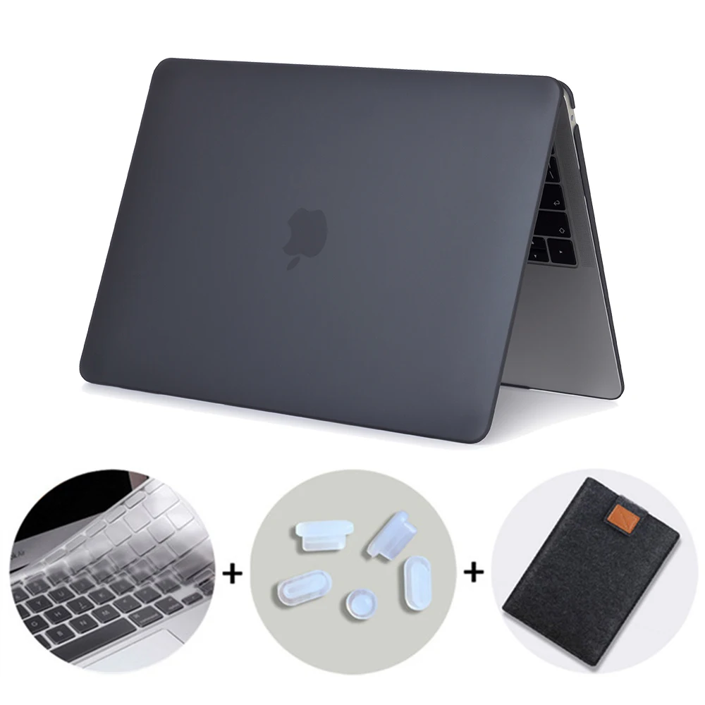MTT матовая прозрачная чехол для macbook air pro retina 11 12 13 15 крышка для macbook air 13,3 дюйма чехол для ноутбука+ крышка клавиатуры - Цвет: Matte Black