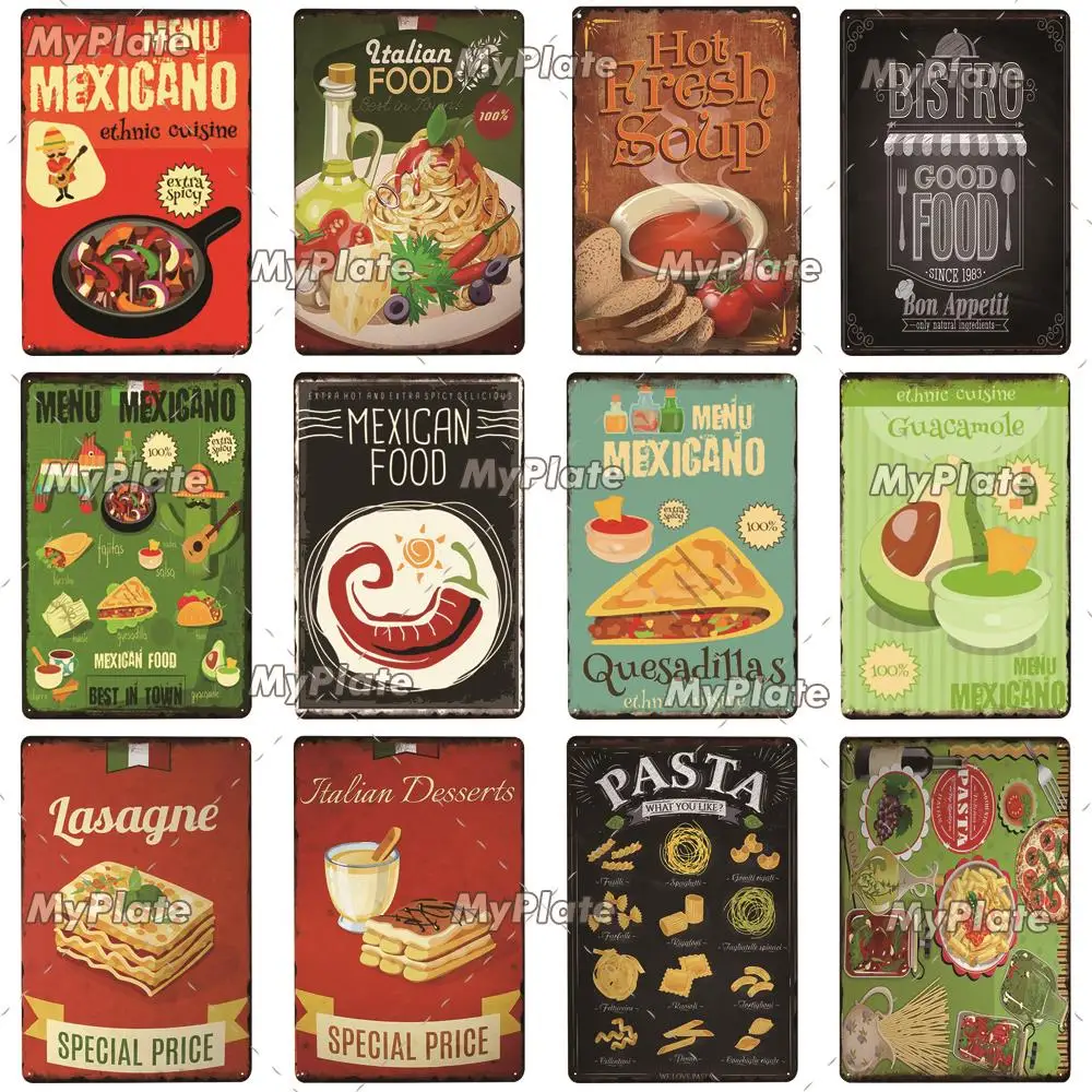 Мексиканская еда металлическая табличка винтажная Жестяная Табличка для