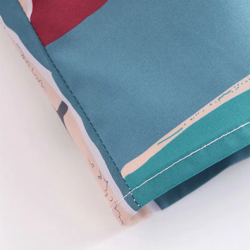 

PUWD Oversize Women Lapel Single Breasted Blouse 2021 Spring Fashion Ladies Vintage Loose Female Colorblock printing Shirt