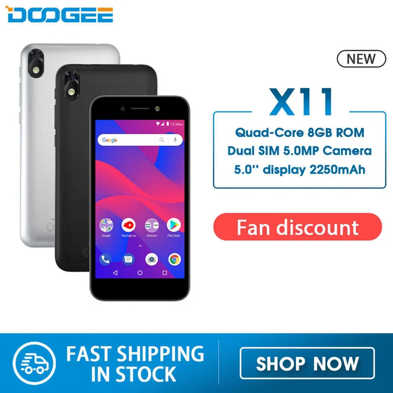 Doogee X11 смартфон 5 0 &quot1 ГБ ОЗУ 8 Гб ПЗУ MTK6580 четырехъядерный Android 1 2250 мАч 5.0MP две sim