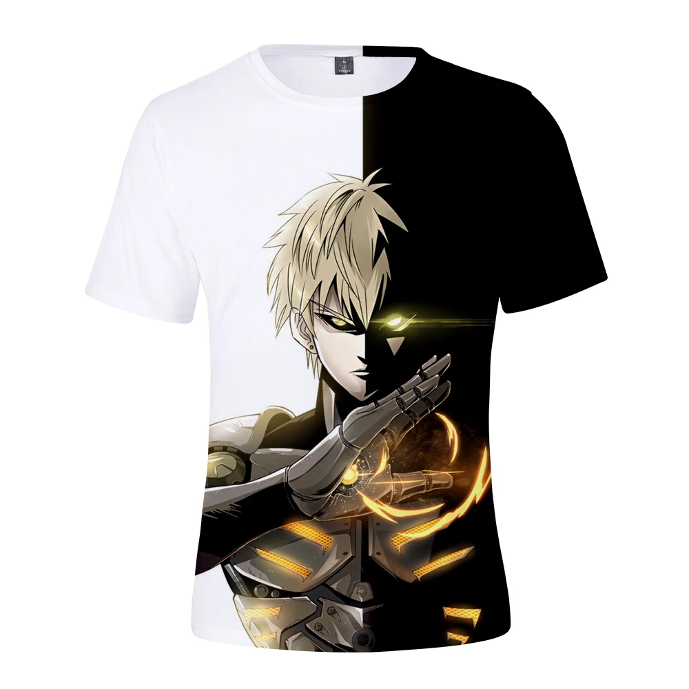 

Футболка в стиле аниме Харадзюку, белая рубашка с коротким рукавом и 3D-принтом «один пунш-мен», футболка в стиле хип-хоп для мальчиков и дево...