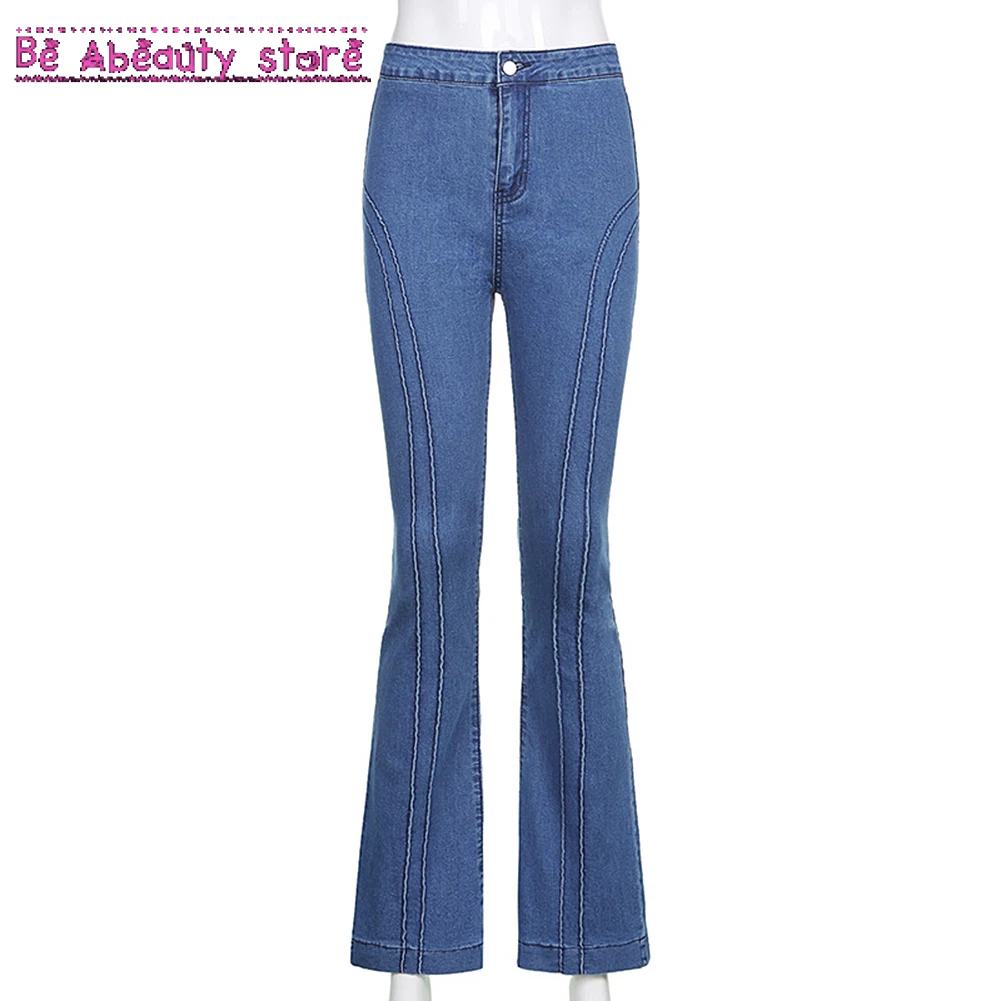 

Vintage Y2k Flare Jeans Women High Waist Harajuku Denim Sweatpants Stitched Hip-Lifting Streetwear Korean Aesthetic 90s Pants