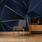 Пользовательские 3D модные светлые роскошные абстрактные золотые линии синий фон роспись Гостиная ТВ диван самоклеящиеся обои водонепроницаемые