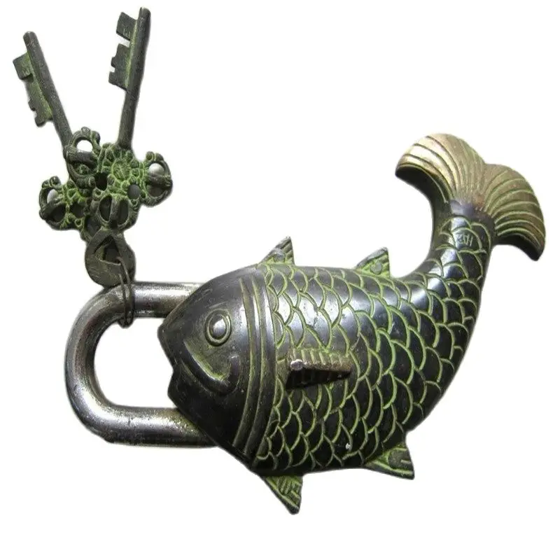 В винтажном китайском стиле Медь дверной замок форма золотой рыбки