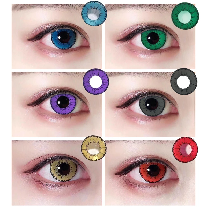 Косплэй глаз Цветной контактные линзы для Хэллоуина аниме Красивая ученик
