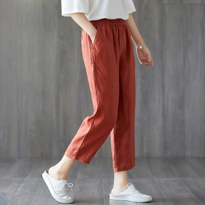 

Korean Style Woman Elastici Waist Pockets Pants Ladies Mid Waist Harem Pants Casual Joggers Women Plus Size Pantalones De Mujer