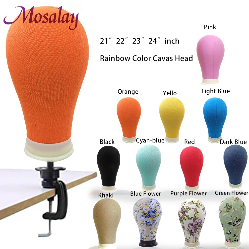 Женский манекен для париков с цветным холщовым верхом 21 &quot22&quot 23 &quot макияжа