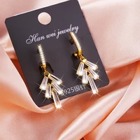 juwang 2022 luxury women hoop drop earrings aaa cubic zirconia leaves charm dangle earrings fashion jewelry pendientes mujer