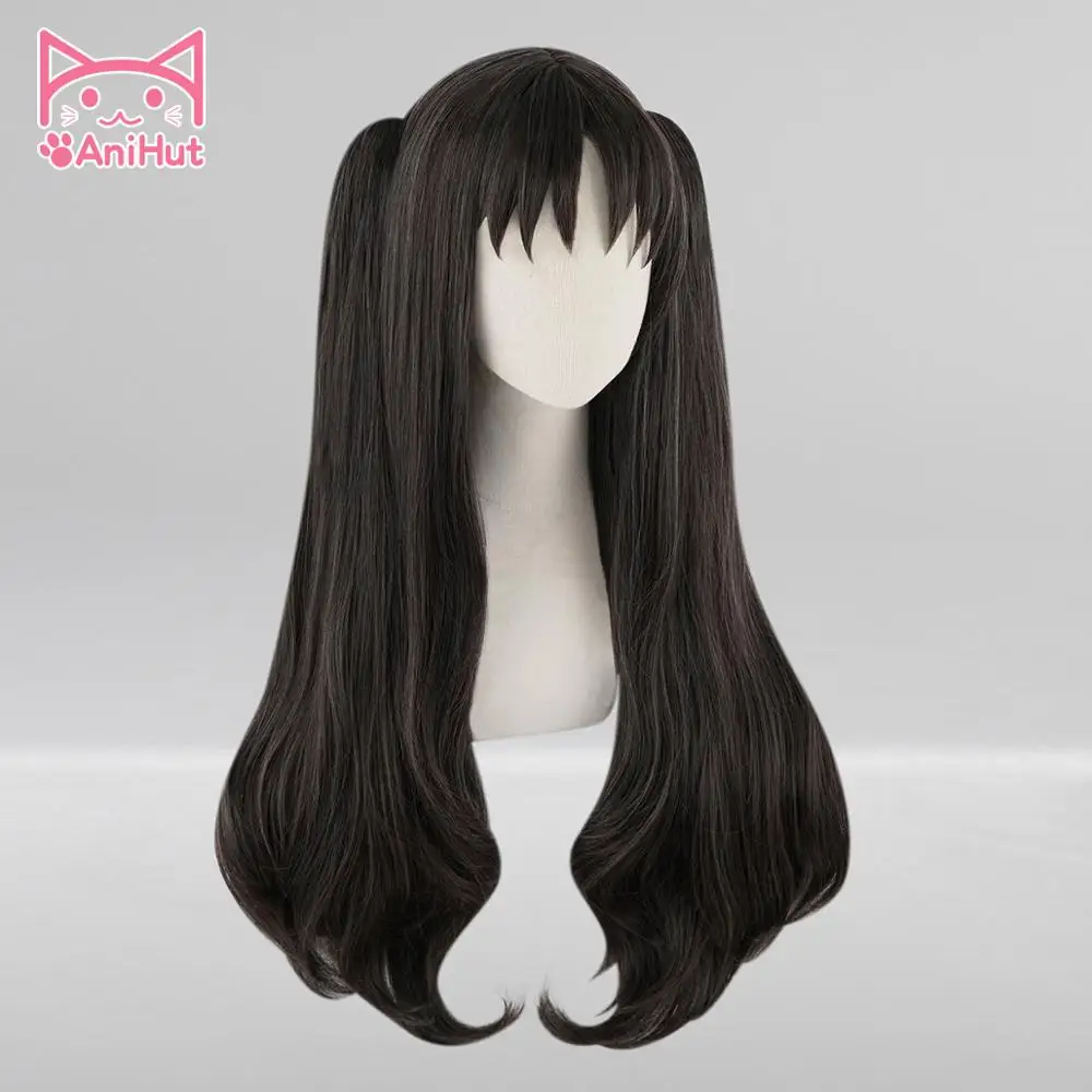 AniHut Tohsaka Rin парик Fate Grand Order косплей парик Fate Stay Night Косплей волосы Tohsaka Rin черные длинные прямые женские волосы