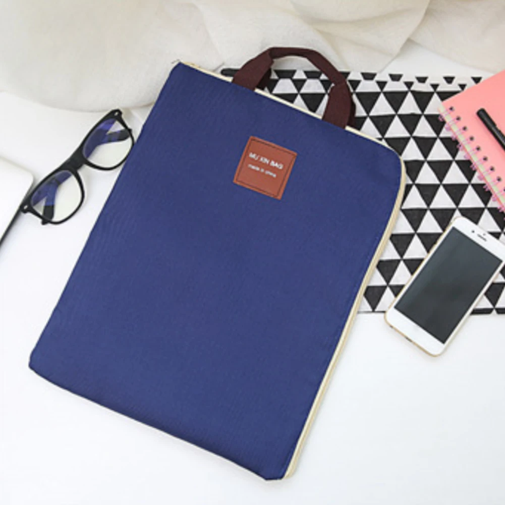 

A4 Double Layer Folder Stationery Portable With Handle Portfolio Zipper Nylon School Office Organizer File Pocket Document Bag