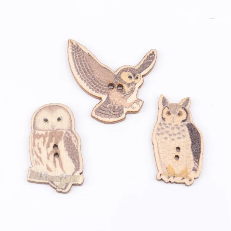Bird Eagle Owl Pattern Wooden Buttons Handmade Accessories Decoration Sewing Scrapbooking Crafts DIY 40x17mm 20pcs | Дом и сад