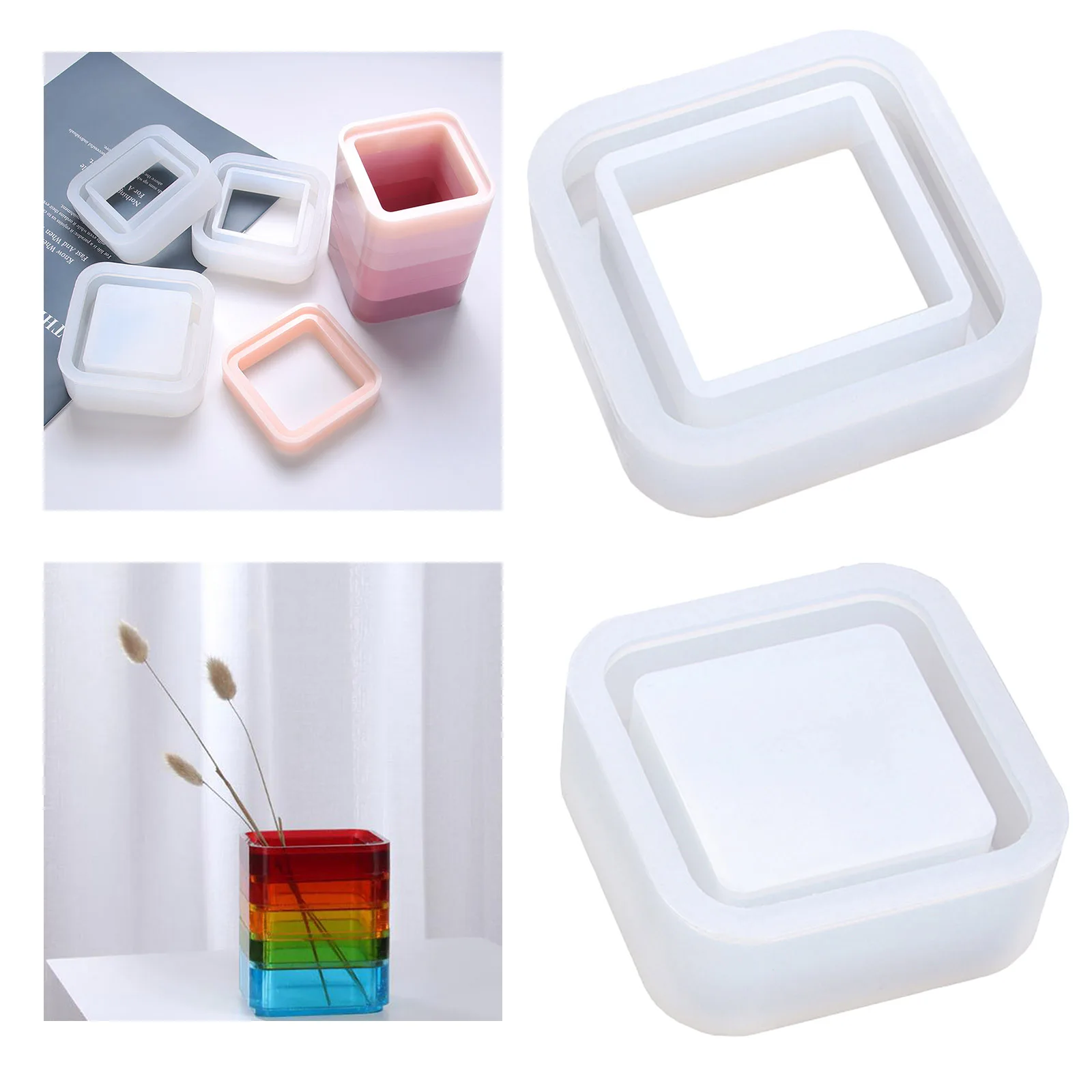 

Durable Silicone Mold for Flower Vase, Folading Stacking Flowers Brushes Pen Holder Organizer Making Crafting Moulds