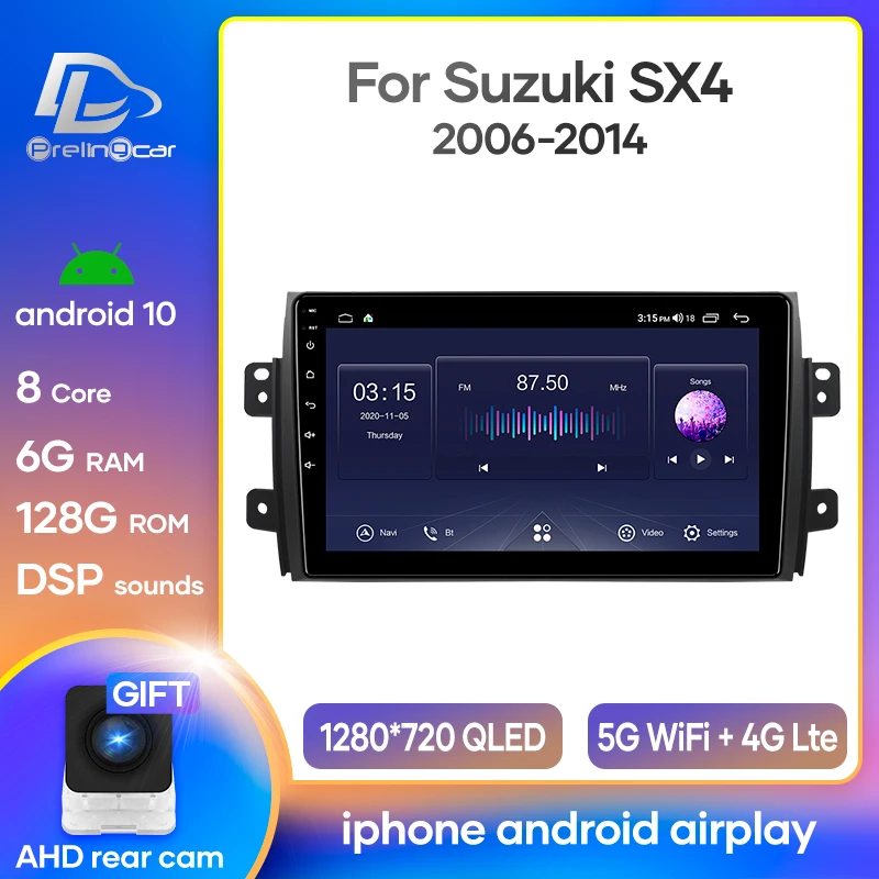 Prelingcar Android 10 0 для Suzuki SX4 2006-2016 автомобильное радио мультимедийный видеоплеер