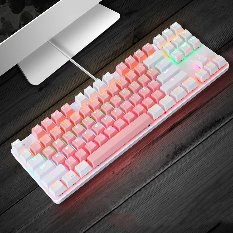 gaming mechanical keyboard 87 keys game anti ghosting blue switch color backlit wired keyboard for pro gamer laptop pc free global shipping