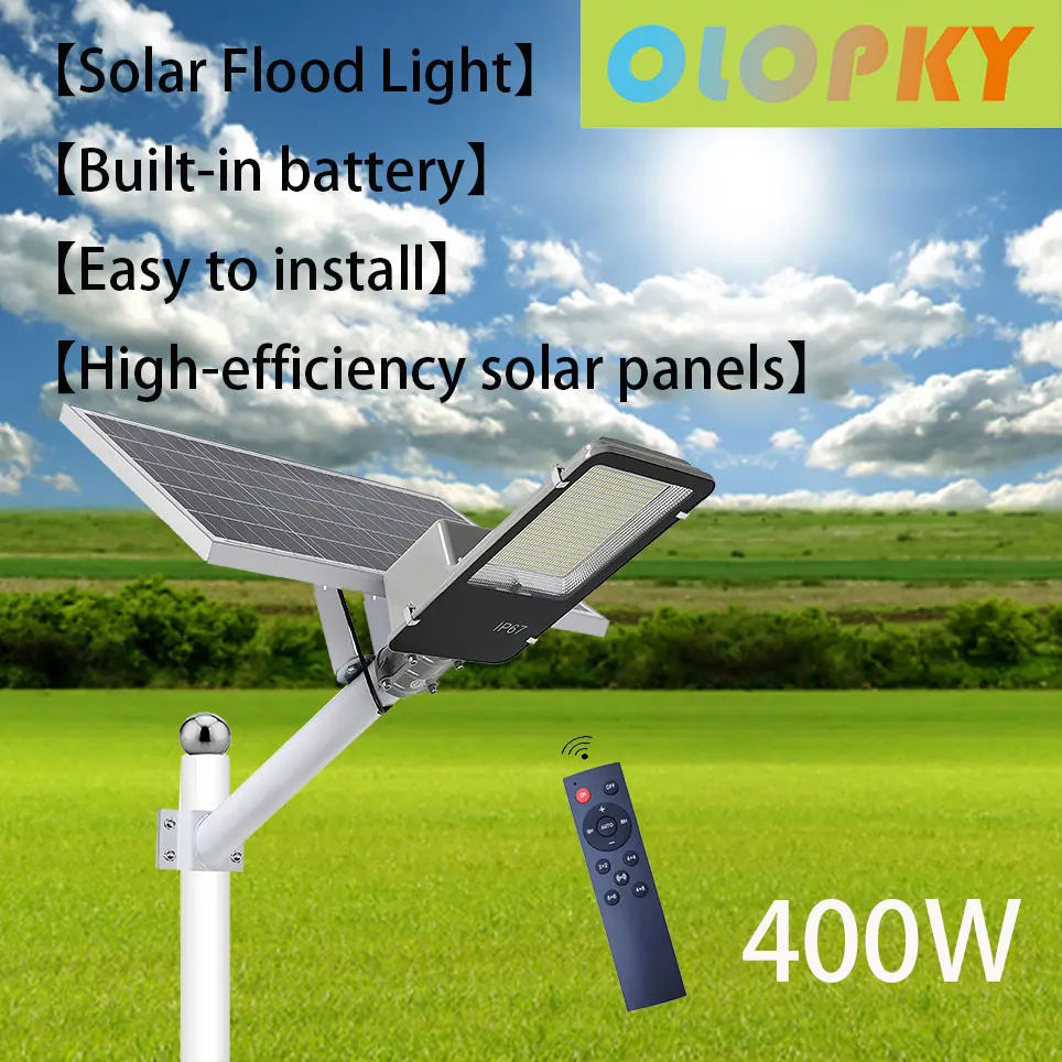 

400W solar street lamp outdoor lamp 20000lm LED solar safety floodlight IP67 with remote control battery from dusk to dawn