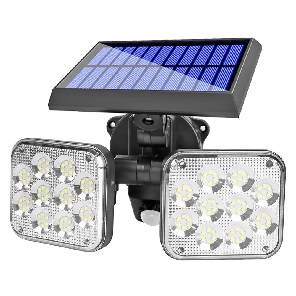 

100/120 LED Square Double Head Rotation Solar Garden Light Outdoor Human Body Induction Landscape Street Light Wall Lamp