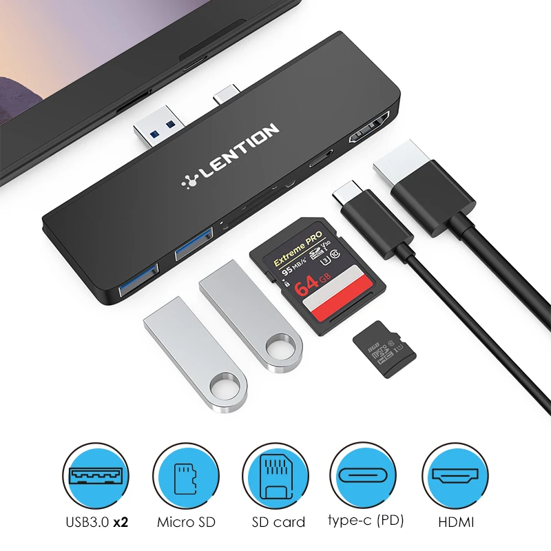 

Док-станция для Microsoft Surface Pro 7, USB 3,0, HDMI, SD/TF