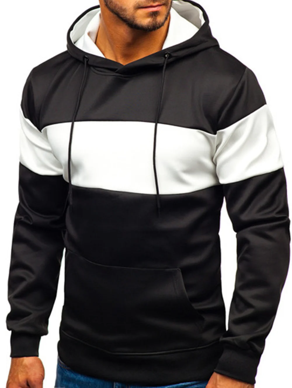 

ZOGAA Fashion Men's Double Color Block Hoodie Sweater