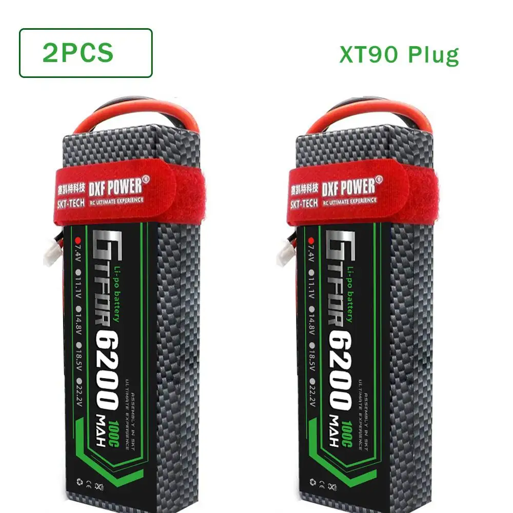 2PCS6200HARDXT90 GTFDR 2 шт. RC батарея Lipo 7,4 V 11,1 V 2S 3S 6000MAH 6500MAH 6200MAH 7000mah 50C 60C 80C 100C 120C для RC Stampede автомобильный Дрон - Цвет: 2PCS6200HARDXT90