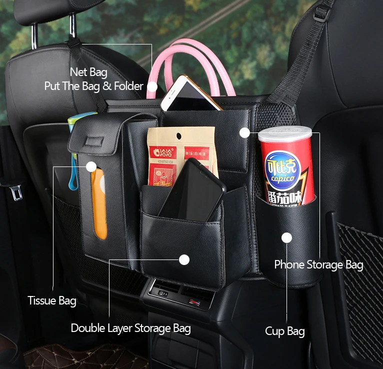 

Front Rear Seats Universal Car Storage Bag Back Seat Bag Storage Organizer Hanging Car Accessories Interior Multifunction