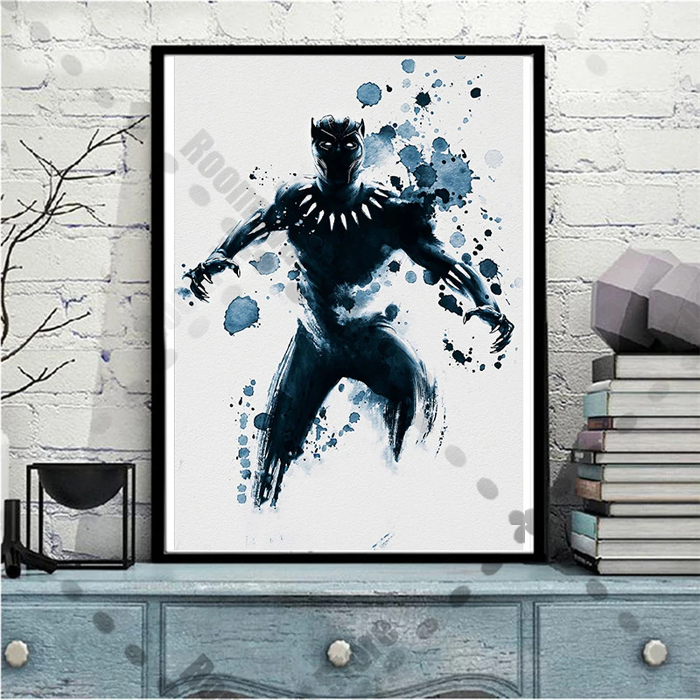Постер фильма "Чёрная Пантера" супергерой Disney Авенджерс: холстовая картина для стены в гостиной домашнего декора.