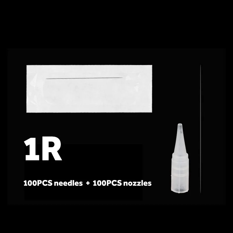 100 шт 1RL/3RL/5RL/5F/7F стерилизованное одноразовое перманентное Макияж иглы татуировки и колпачки для бровей комплекты косметики для татуажа 0,35X50 мм