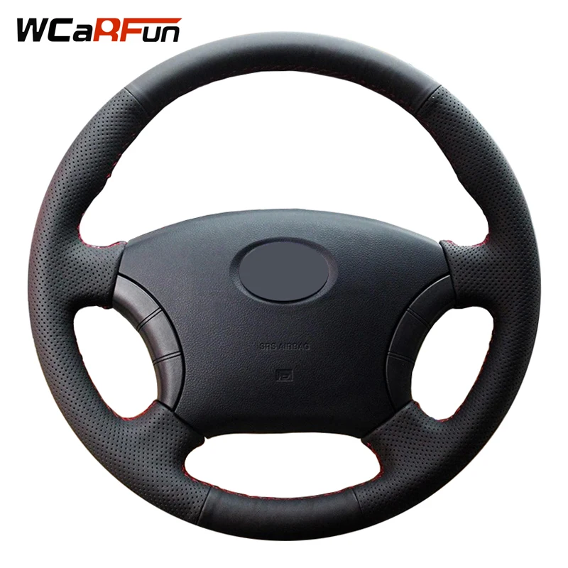 WCaRFun ручной работы черный искусственная кожа авто чехол рулевого колеса