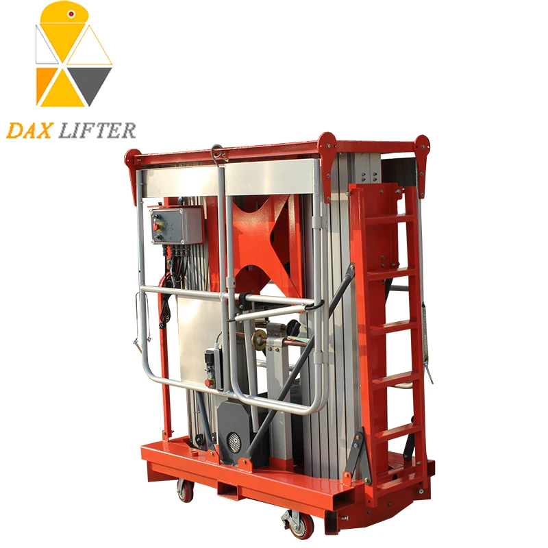 Подвижная вертикальная подъемная машина с двойной мачтой Алюминиевая Рабочая