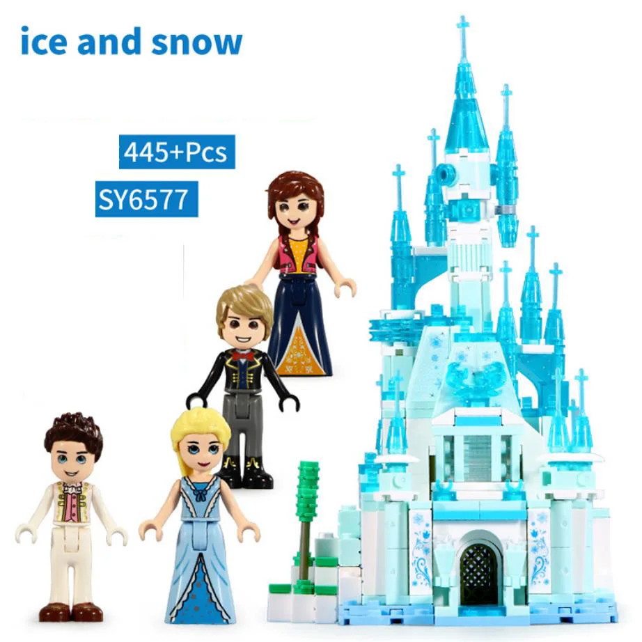 

Disney Frozen micro diamond blocks ice snow castle queen elsa and anna princess prince figures build brick assemble toy for girl