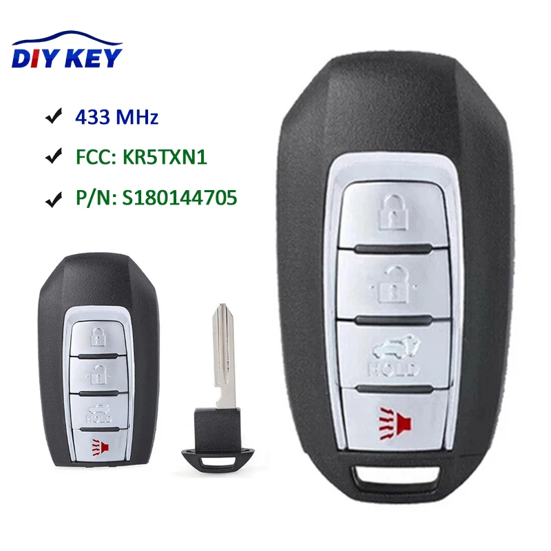 

DIYKEY S180144705 Keyless GO 3+1B Smart Remtoe Key FSK 433MHz NCF29A1M/HITAG AES/4A for Infinti QX60 SUV 2019-2020 FCCID:KR5TXN1