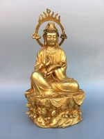 12tibet buddhism old bronze gilt guanyin bodhisattva statue backlit standing buddha avalokitesvara enshrine the buddha