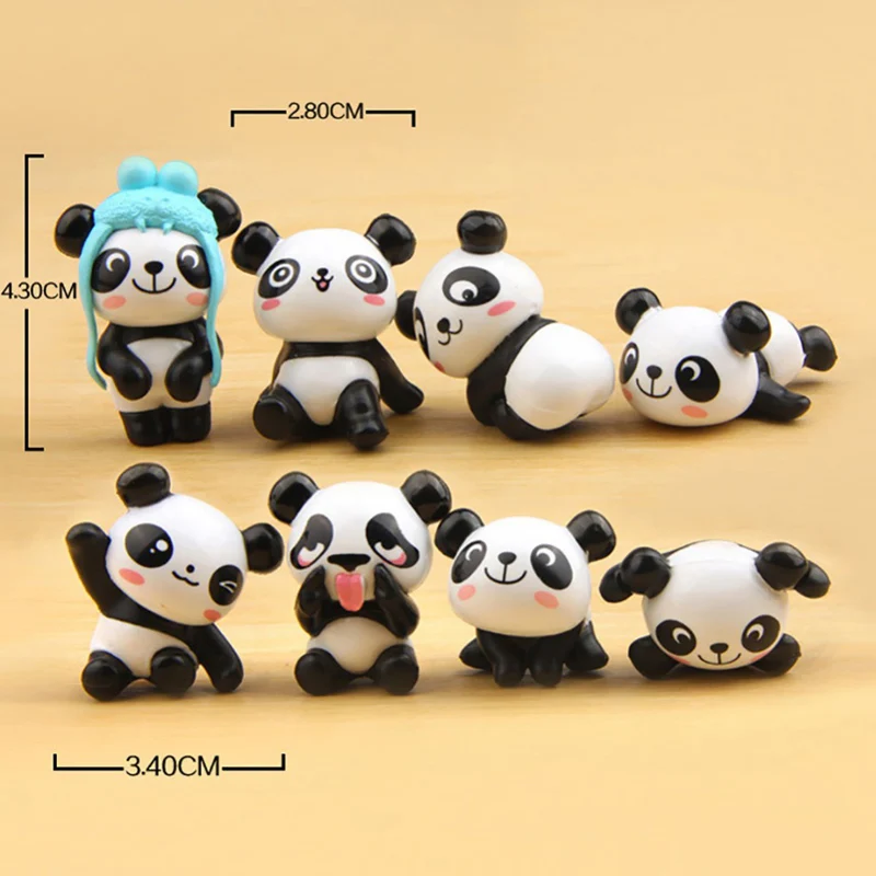 8 шт./компл. милые Мультяшные игрушки панды фигурки пейзаж сказочный сад