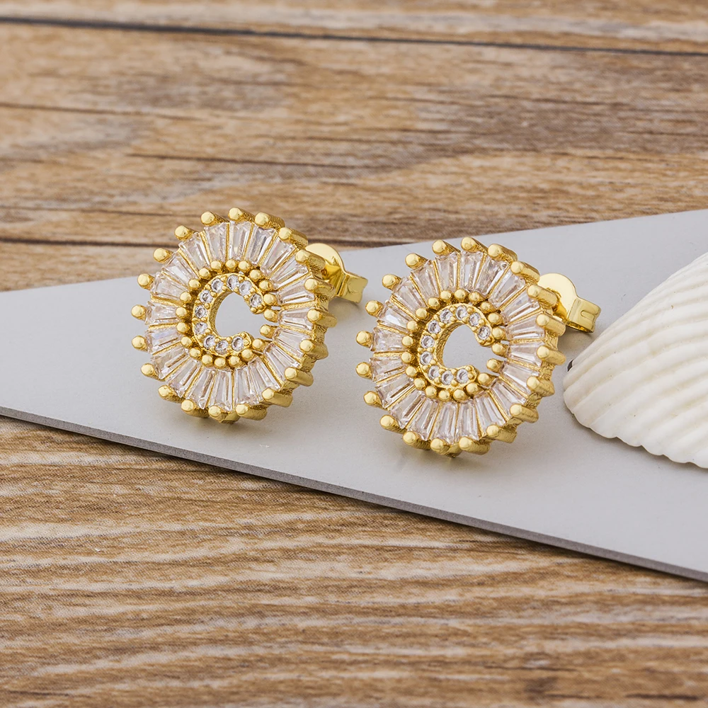 Лидер продаж 26 Начальная буква серьги персональный медь кубический цирконий