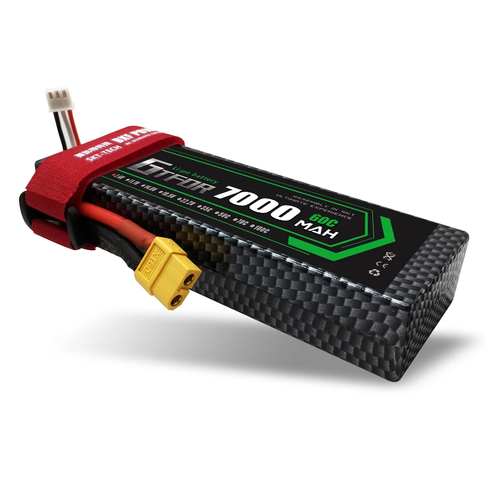 2 шт 7,4 V 5200 45c 7000mAh 60C GTFDR LiPo аккумулятор 2S HardCase для 1/8 1/10 RC модель автомобиля TRX Slash Emaxx