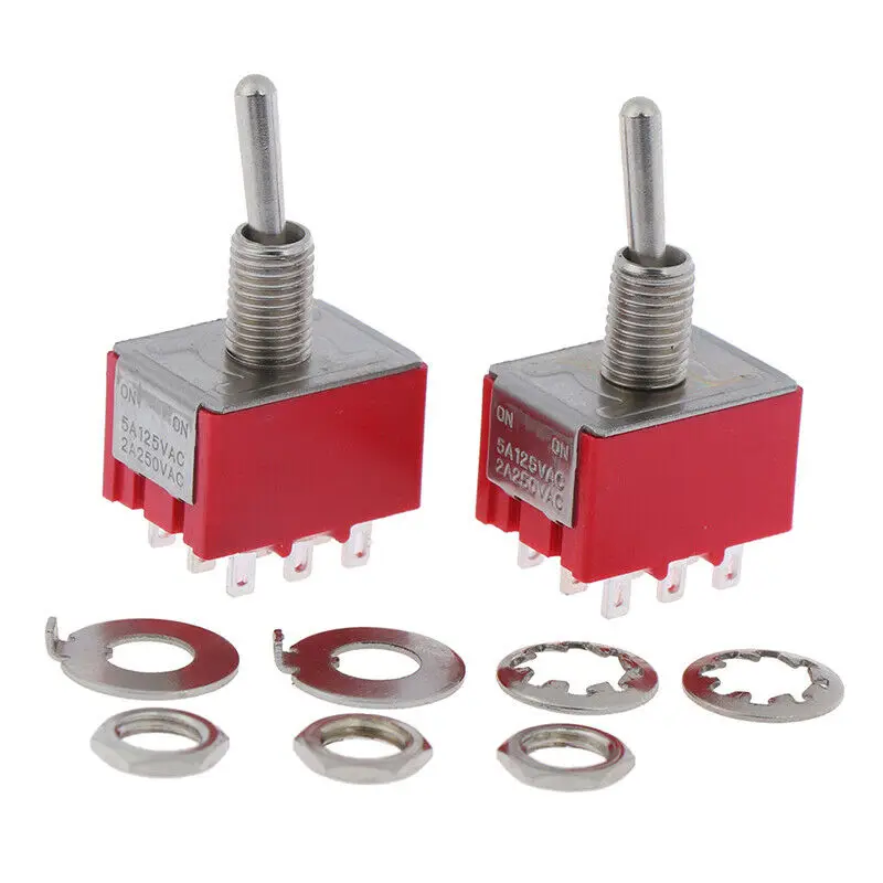 Новинка 5 шт. мини рычажный переключатель SPDT 9 PIN 3PDT ON-2 Позиция 250V 2A 125V 5A красный