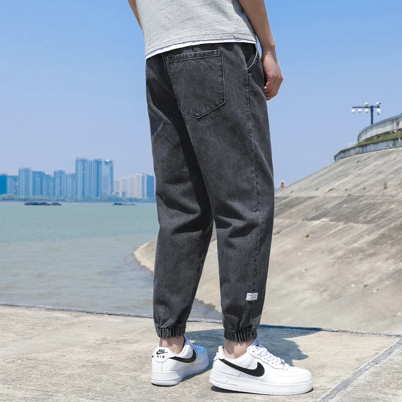 Повседневные джинсы мужские осенние хлопковые однотонные рабочие брюки в стиле