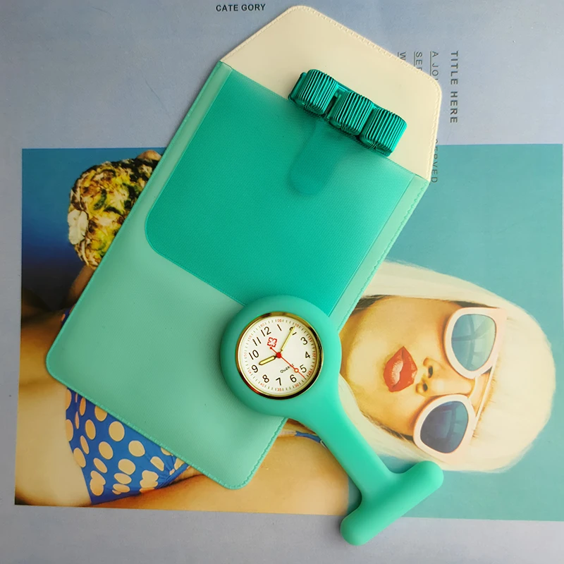 Silicone Nurse Watch with Pencil Case and Pen Holder Fob Pocket Quartz Doctor Medical Clock Nursing Accessories Gift