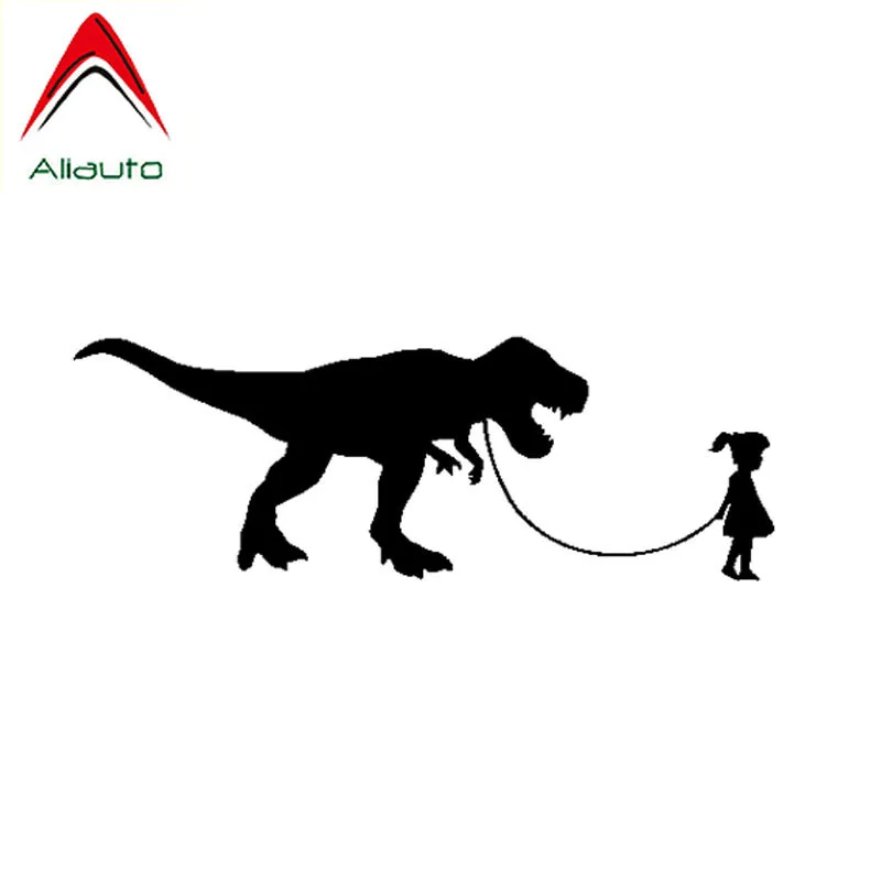 

Забавная Автомобильная наклейка Aliauto, в стиле рок-н-ролл, динозавр, девушка, виниловые мотоциклетные водонепроницаемые наклейки, черный/сер...