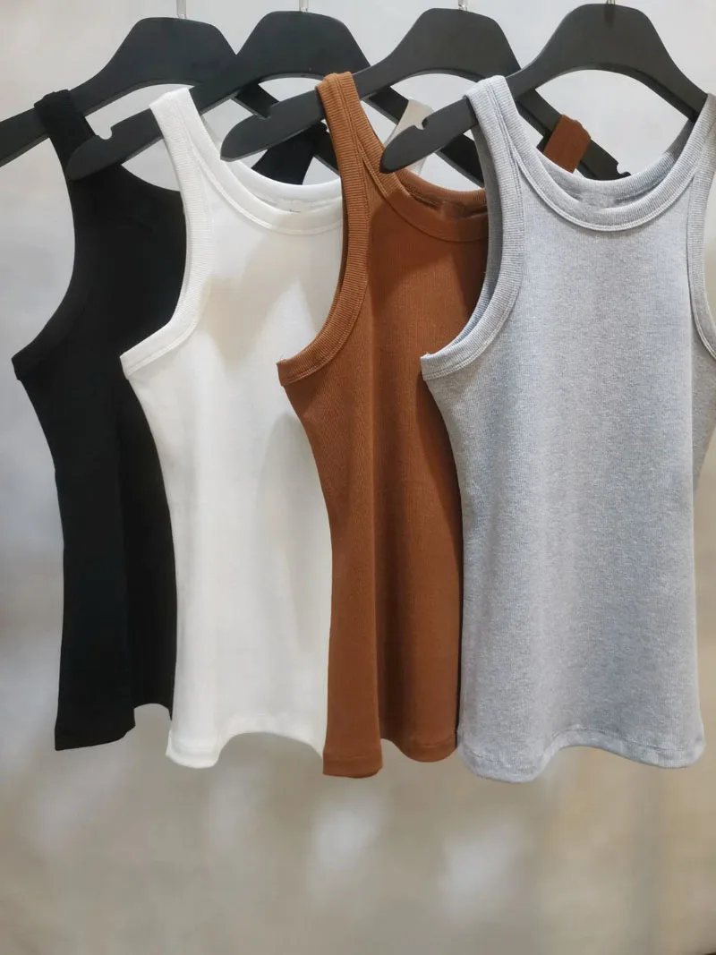 Женский топ без рукавов с круглым вырезом в рубчик|Майки| |