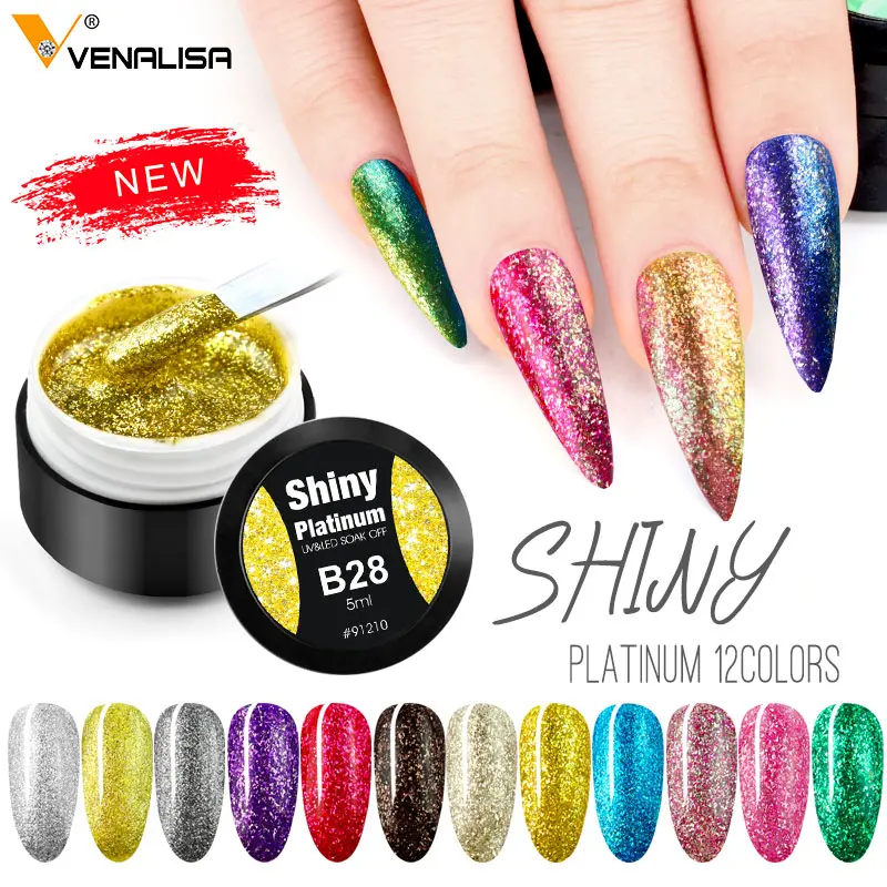 Блестящий Платиновый Гель лак venalisa полуперманентный гибридный УФ для ногтей с