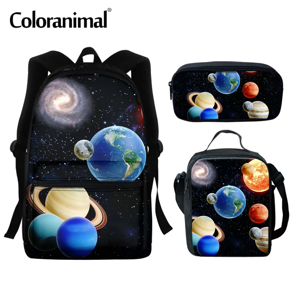 

Набор из 3 школьных сумок Coloranimal для мальчиков и девочек, Модный женский рюкзак со звездным принтом земли, большой школьный портфель для учен...