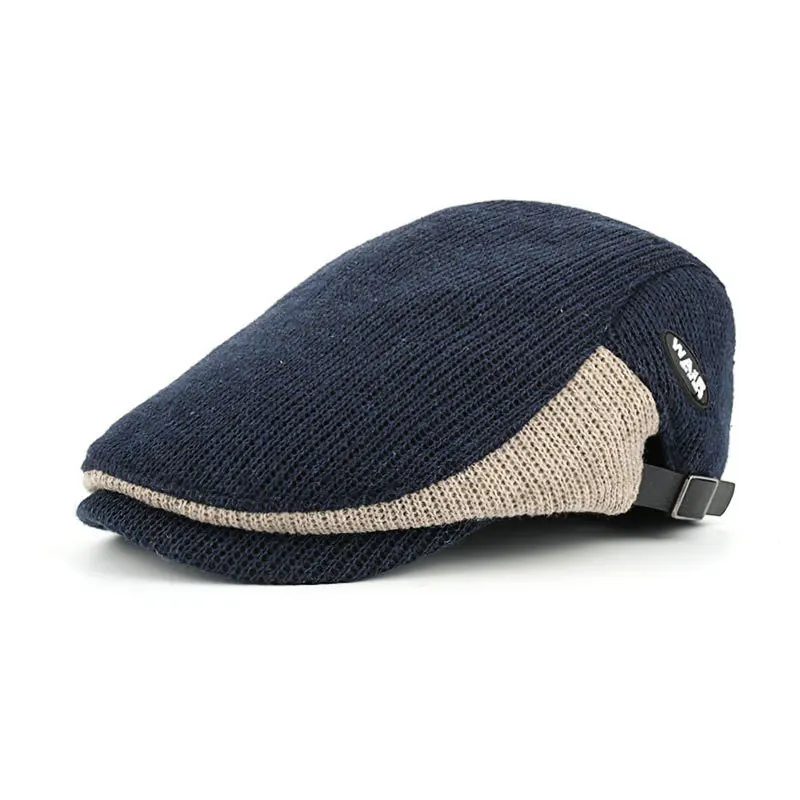 

2020 autumn and winter contrast color knitted soft label cap men's outdoor leisure forward hat beret