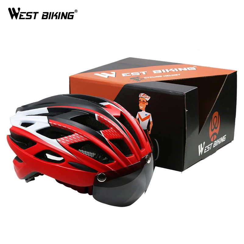 

West Biking Bicycle Helmet Sunglasses Cycling Glasses Lens Integrally Molded Men Women 57~62CM Mountain Road Cycling Bike Helmet