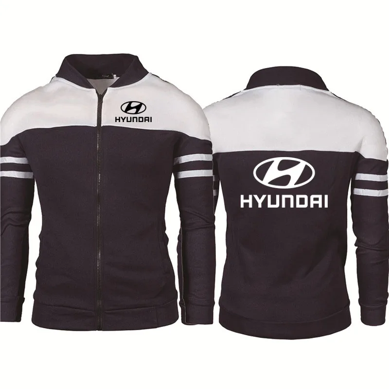 

Модный весенне-осенний мужской пуловер Hyundai Motor с принтом логотипа автомобиля, повседневная куртка на молнии, повседневное пальто в стиле Ха...