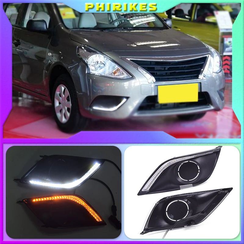 

2pcs For Nissan Almera Latio Sunny Versa 2014 2015 2016 2017 2018 DRL Daytime Running Lights Daylight Fog Head Lamp