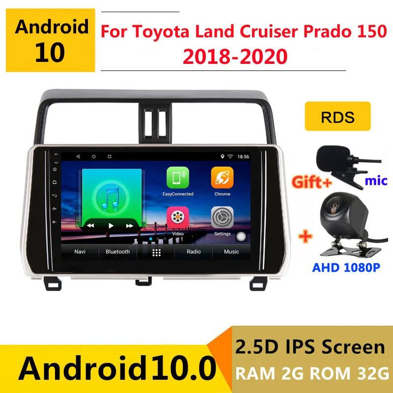 Автомобильный мультимедийный плеер 10 дюймов Android DVD GPS для toyota land cruiser prado 150 2017 2018
