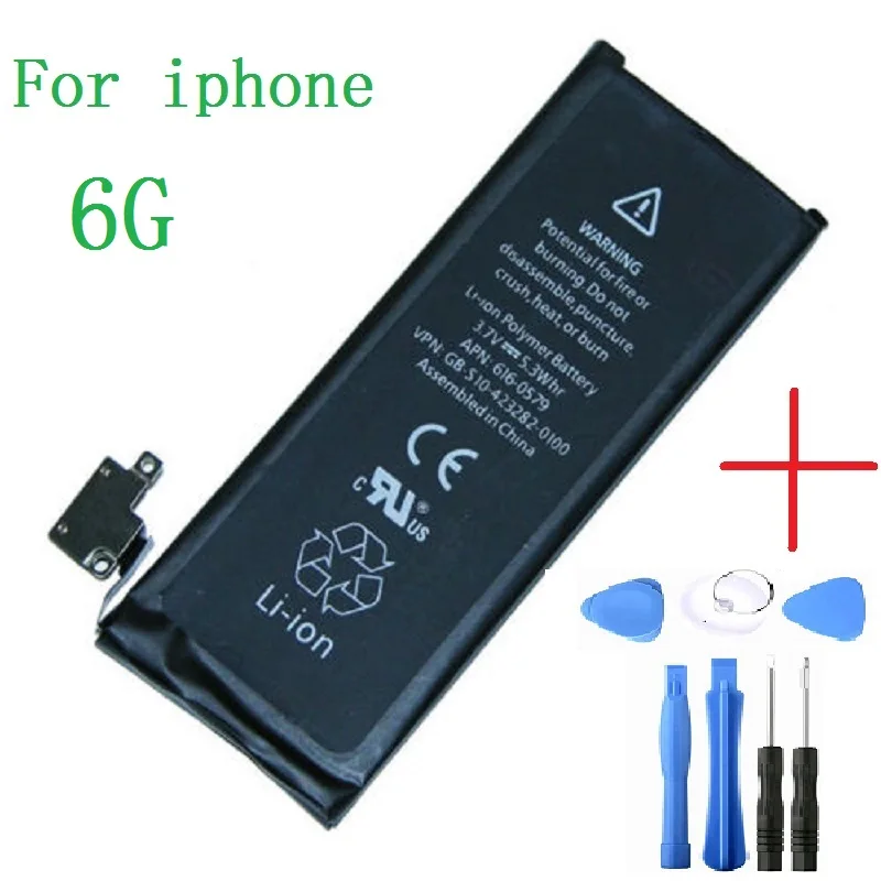 

Аккумулятор для мобильного телефона iPhone 6 6G с реальной емкостью 1810 мАч 3,8 в аккумулятор для iphone 6 с комплектом инструментов для ремонта