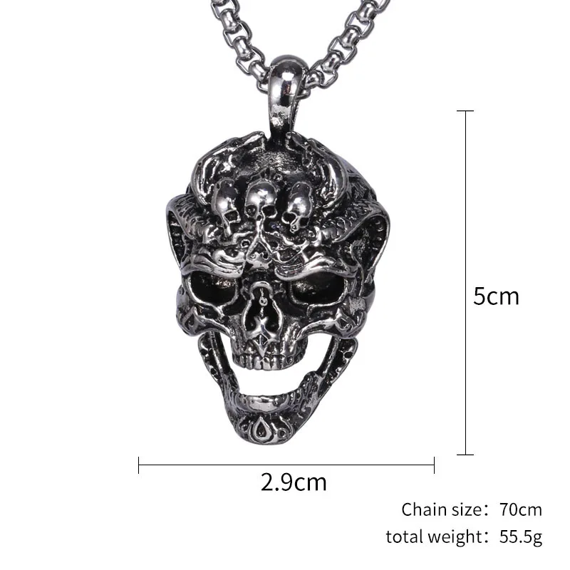 

Vintage 316L Stainless Steel Dragon Head Skull Necklace Pendant Motorcycle Party Steampunk Necklace Men Jewelry Accessories