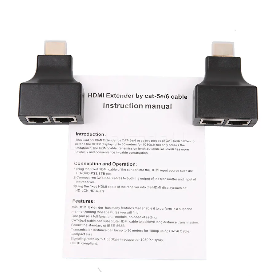 Оптовая продажа 1080P HDMI-совместимый двойной RJ45 CAT5E CAT6 UTP LAN Ethernet-удлинитель