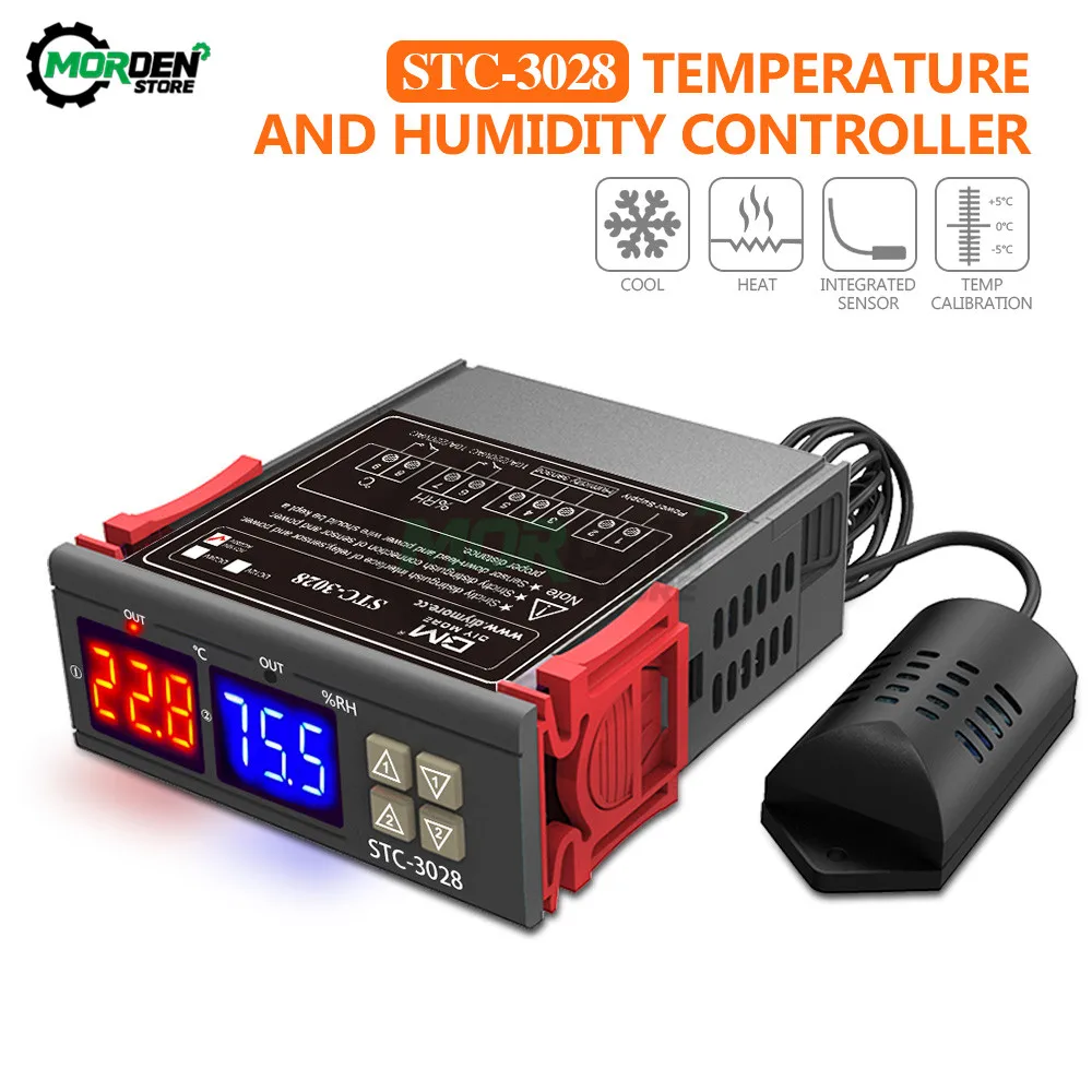 SHT2000 STC-3028 Dual Digital Temperature Humidity Controller AC 110V 220V Thermostat Humidistat Therometer Hygrometer |